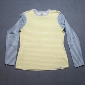 Patagonia Top Womens Large Yellow White Striped Capilene 3 Midweight Polartec